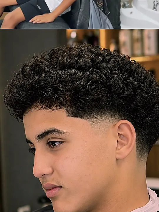 Coupe travaillée en volume sur cheveux bouclés, publiée sur Instagram