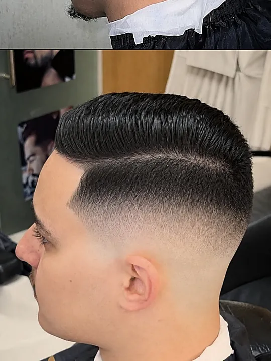 Coupe peignée sur le côté avec dégradé net, publiée sur Instagram