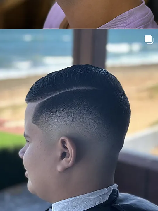 Coupe réalisée en extérieur face à la mer, publiée sur Instagram